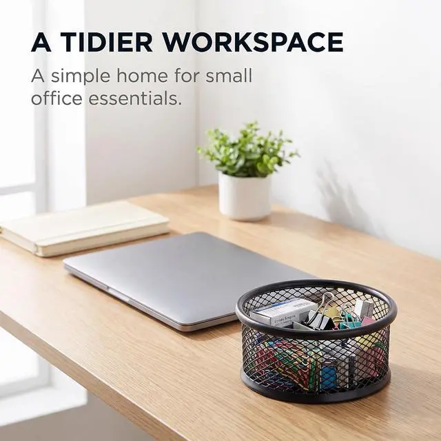 Alt view image 6 of 7 - Black Minimalist Metal Paper Clip Holder Mesh Paperclip Bowl Binder Clip Dispenser Desk Bobby Pin Container Organizer for Home Office Classroom School Desk Supplies Holders and Dispensers