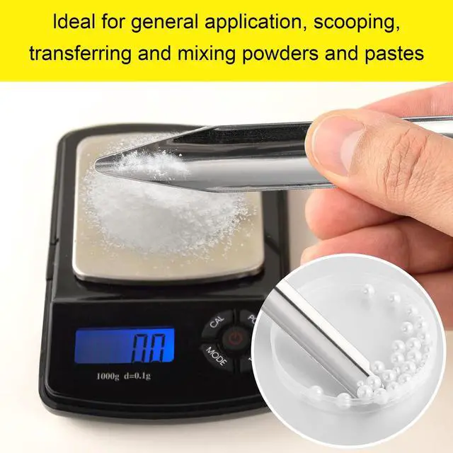 Alt view image 2 of 7 - 1Pcs 6 Inch Lab Spatula Micro Stainless Steel Laboratory Spoon Spatula, Metal Round Pointed tip Laboratory Sampling Groove Spoon, Mixing Powder Paste Filling Tool