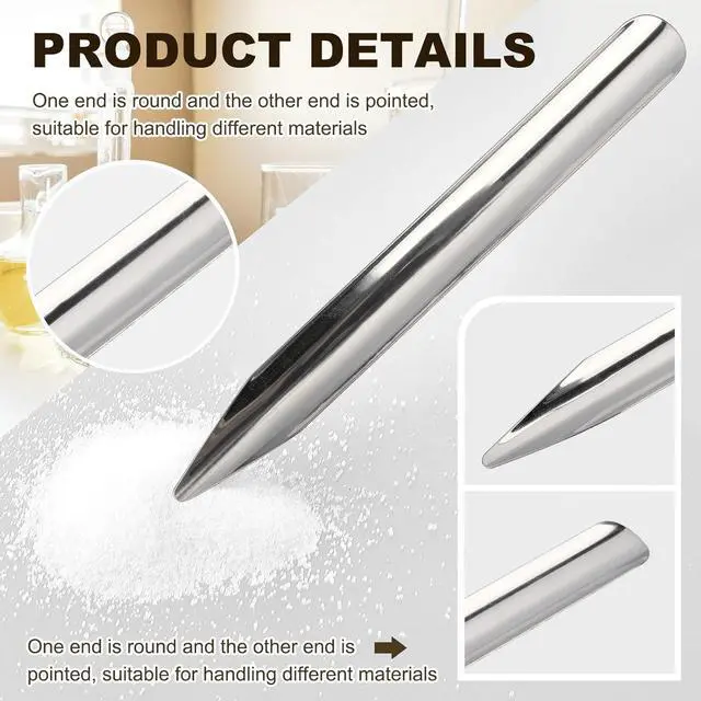 Alt view image 4 of 7 - 1Pcs 6 Inch Lab Spatula Micro Stainless Steel Laboratory Spoon Spatula, Metal Round Pointed tip Laboratory Sampling Groove Spoon, Mixing Powder Paste Filling Tool