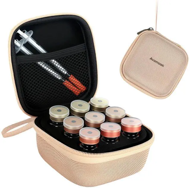 Main image of 9 Slots 10ml Peptide Case, Vial Holder, Vial Case for Fridge and Travel, Fits 5ml10ml Standard Vials, Diabetic Supplies (Case Only, Gold)