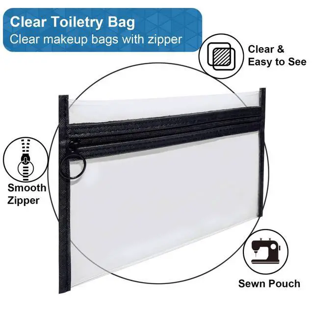 Alt view image 5 of 7 - Clear Toiletry Bags with Loop Zipper, 3 Assorted Sizes PVC Cosmetic Pouches, Large Medium Small Travel Makeup Storage Organizer for Men Women