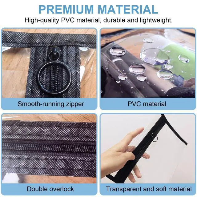 Alt view image 6 of 7 - Clear Toiletry Bags with Loop Zipper, 3 Assorted Sizes PVC Cosmetic Pouches, Large Medium Small Travel Makeup Storage Organizer for Men Women