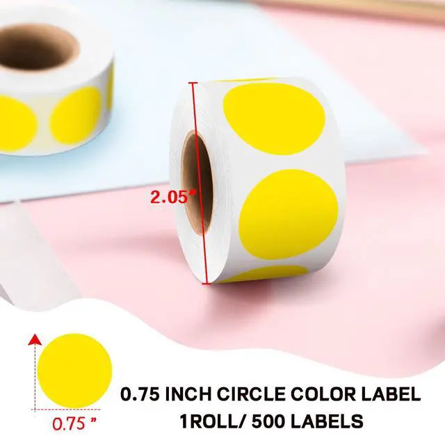 Alt view image 2 of 7 - 500 PCS 3/4" Yellow Dot Stickers,Circle Color Coding Labels for Office Classification, Inventory Management and Item Marking