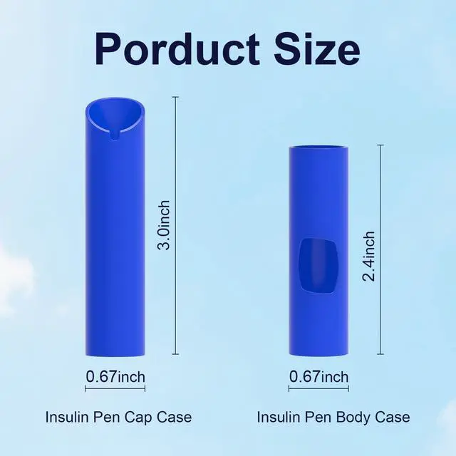 Alt view image 7 of 7 - NovoPen Case, Insulin Pen Holder, Diabetic Accessories, Durable NovoPen Protector, Fit for 4, 5, 6, Echo, Echo Plus, for Insulin Pen Travel and Home, Keep Pen Safe, Only Silicone Cover 2P (Blue&Grey)