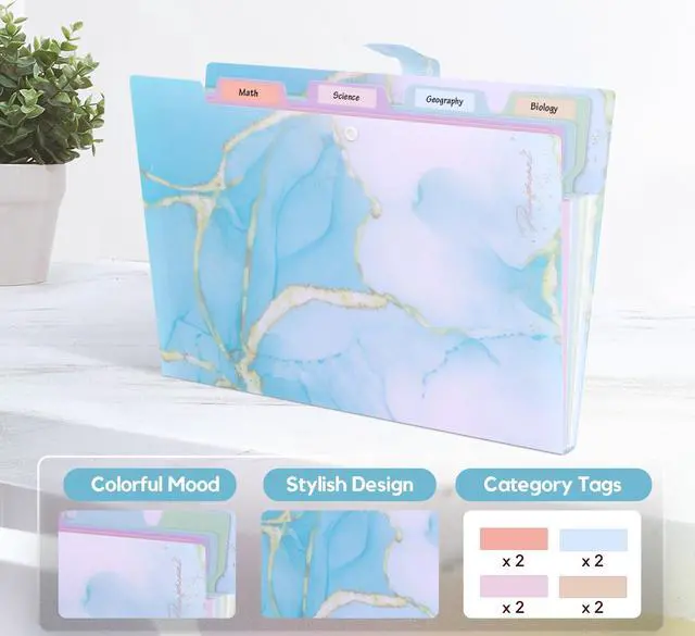 Alt view image 3 of 7 - Forest Series Expanding File Folder Stylish Funky Cute Retro Document Organizer with Natural Scenes for Students,Teachers & Freelancers - Cyan Lake