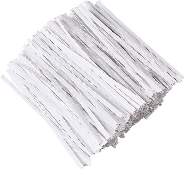 Main image of 100 Pieces 5" Reusable White Paper Bread Twist Ties, White Twist Ties Bag Ties for Bags Bread Wire Ties Reusable Twist Tie for Treat Party Cello Candy Bread Coffee Bags Cake Pops