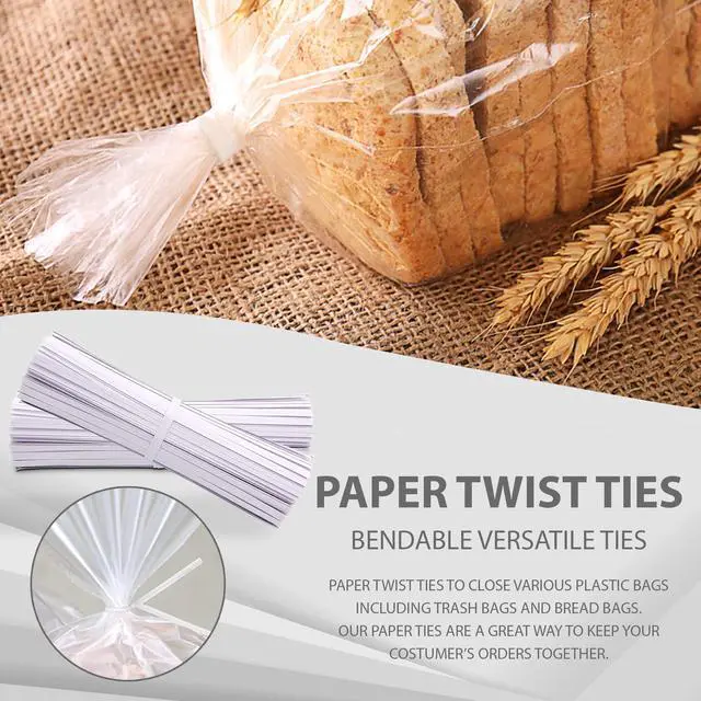 Alt view image 7 of 7 - 100 Pieces 5" Reusable White Paper Bread Twist Ties, White Twist Ties Bag Ties for Bags Bread Wire Ties Reusable Twist Tie for Treat Party Cello Candy Bread Coffee Bags Cake Pops