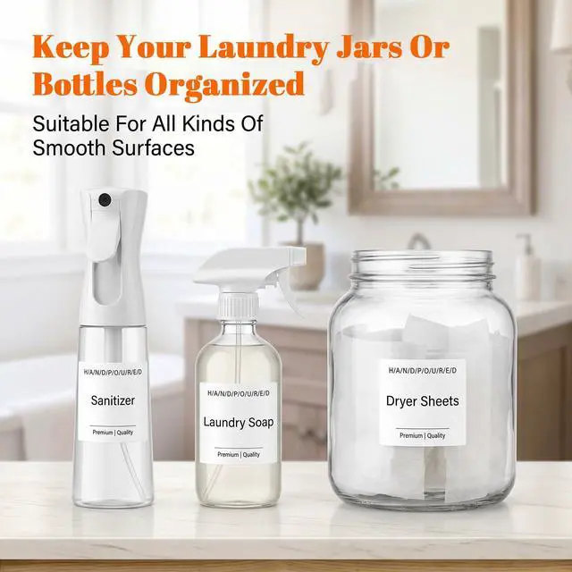 Alt view image 4 of 7 - Labels for Jars, 18 Pcs Bathroom Labels | Waterproof Oil Resistant Stickers for Bathroom Laundry Home Beauty Glass Jars Multipurpose Storage Organization Supplies