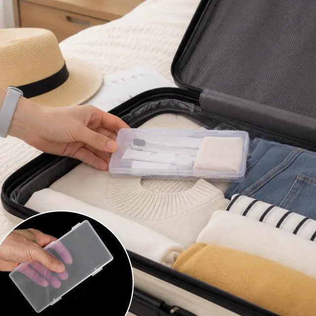 Alt view image 3 of 7 - 2pcs Small Plastic Case, Clear Plastic Storage Boxes with Hinged Lid | Rectangle Storage Box Organizer, Dustproof Organizer Case, Clear Plastic Storage Containers Box for Jewelry, Beads, Crafts