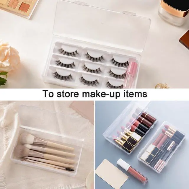 Alt view image 2 of 7 - 2pcs Small Plastic Case, Clear Plastic Storage Boxes with Hinged Lid | Rectangle Storage Box Organizer, Dustproof Organizer Case, Clear Plastic Storage Containers Box for Jewelry, Beads, Crafts