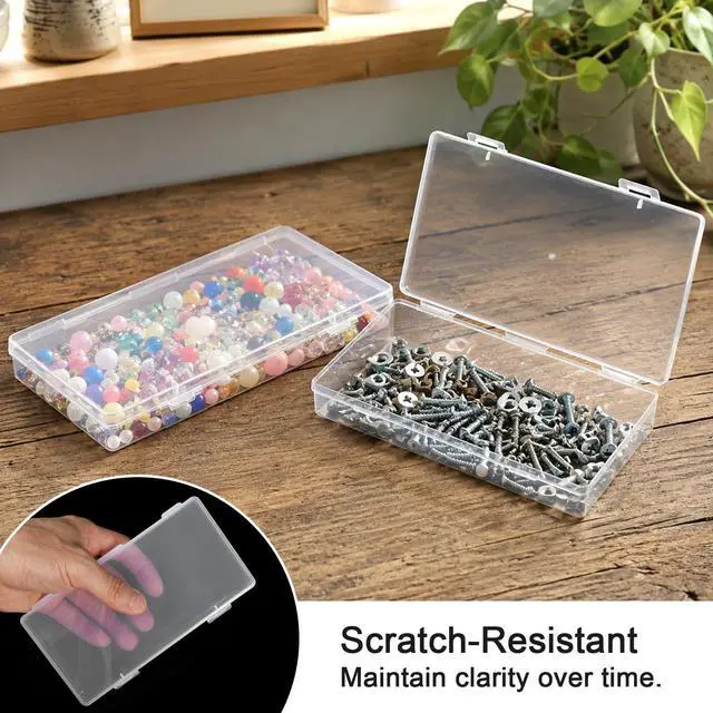 Alt view image 4 of 7 - 2pcs Small Plastic Case, Clear Plastic Storage Boxes with Hinged Lid | Rectangle Storage Box Organizer, Dustproof Organizer Case, Clear Plastic Storage Containers Box for Jewelry, Beads, Crafts