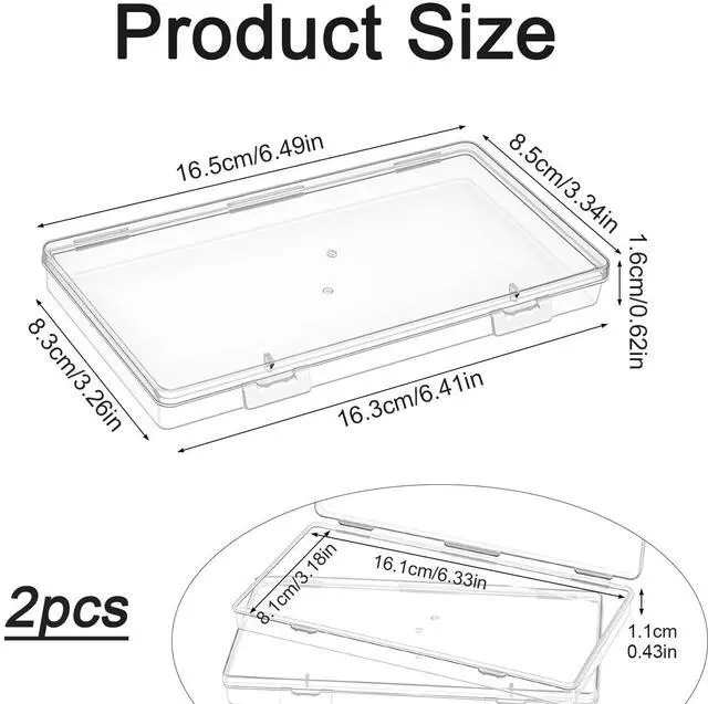 Alt view image 6 of 7 - 2pcs Small Plastic Case, Clear Plastic Storage Boxes with Hinged Lid | Rectangle Storage Box Organizer, Dustproof Organizer Case, Clear Plastic Storage Containers Box for Jewelry, Beads, Crafts