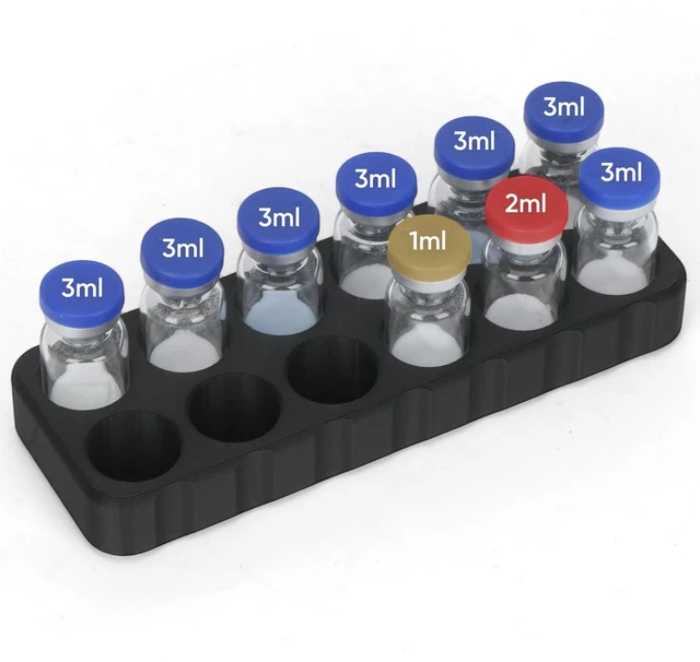 Main image of 12-Slot 3ml Peptide & Insulin Vial Holder for Refrigerator Diabetic Supply Storage Organizer (Black)
