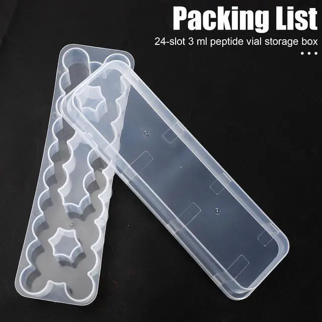 Alt view image 4 of 7 - 2pcs 24-Slot Peptide Vial Organizer for Refrigerator Fridge, Stackable Plastic 3ml Vial Storage Case Holder Protector Stackable for Storage Organization Box, Space-Saving Supplies (Clear/Transparent)