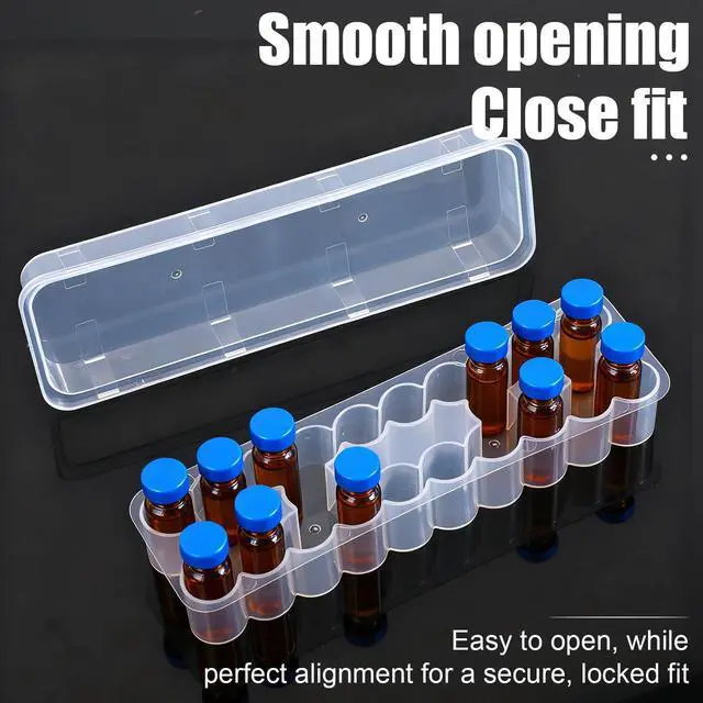 Alt view image 5 of 7 - 2pcs 24-Slot Peptide Vial Organizer for Refrigerator Fridge, Stackable Plastic 3ml Vial Storage Case Holder Protector Stackable for Storage Organization Box, Space-Saving Supplies (Clear/Transparent)