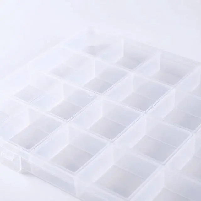 Alt view image 2 of 4 - 28-Grid Clear Plastic Organizer Box, Secure Storage Container with Fixed Dividers for Beads, Jewelry & Crafts - Spill-Proof Compartments for Small Parts Organization