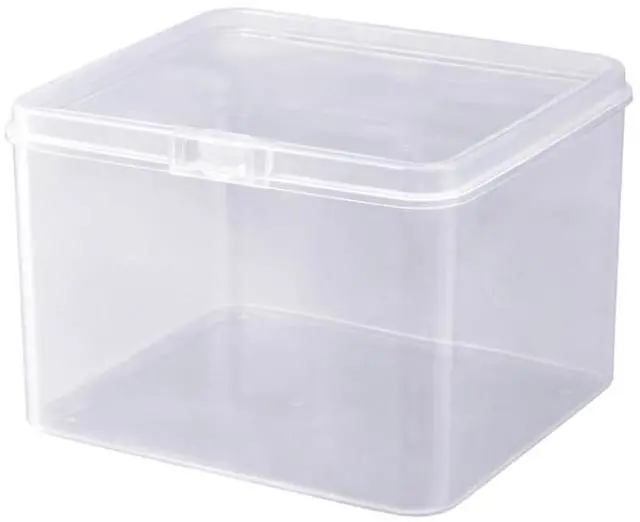Main image of Clear Plastic Storage Boxes with Hinged Lids Small Organizer Containers for Jewelry, Crafts, Nails, Business Cards & DIY Storage (Multiple Sizes & Bundles) (Single Large Storage Box)