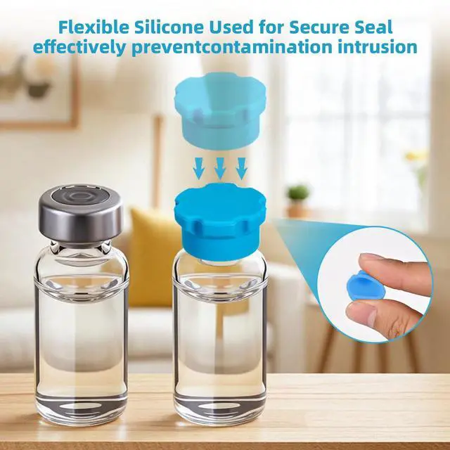 Alt view image 3 of 7 - 12Pcs Glass Vial Protective Vial Caps Peptide Silicone Caps for 1ml 2ml 3ml | Reusable Vial Covers for Peptide Storage, Covers Glass Vials Fit for Fridge, Airtight Fridge Organizer, Easy to Clean Cap