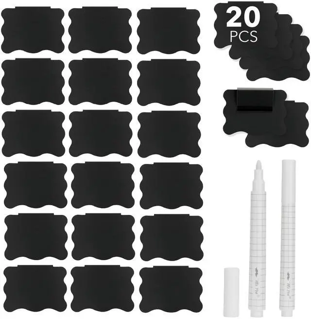 Main image of Basket Labels Clip On Set, 22 pcs, Butterfly Shape | 20 Removable Bin Labels Basket Tags for Storage Bins With 2 White Chalk Markers for Basket Pantry Organization Box