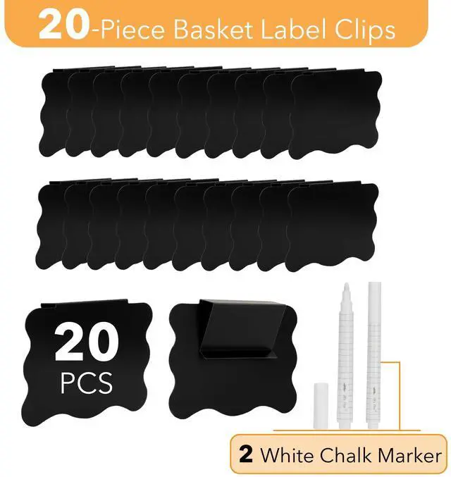 Alt view image 2 of 7 - Basket Labels Clip On Set, 22 pcs, Butterfly Shape | 20 Removable Bin Labels Basket Tags for Storage Bins With 2 White Chalk Markers for Basket Pantry Organization Box