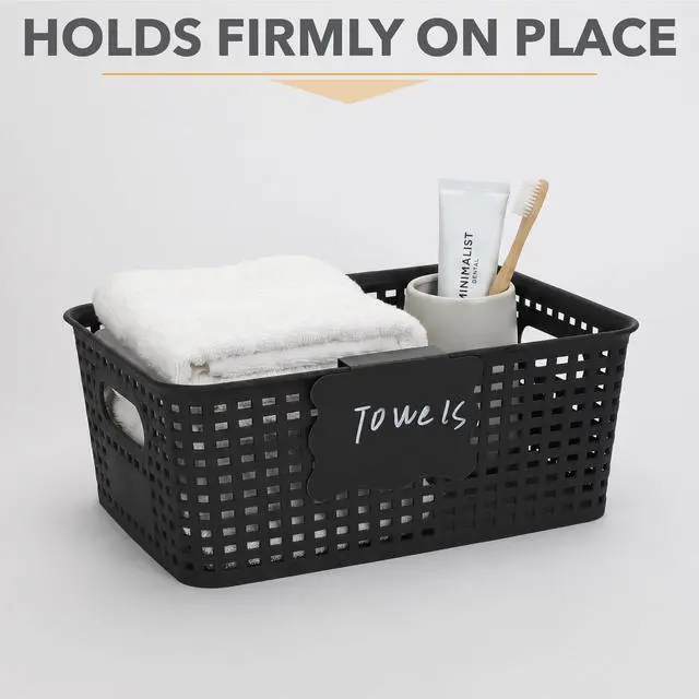 Alt view image 4 of 7 - Basket Labels Clip On Set, 22 pcs, Butterfly Shape | 20 Removable Bin Labels Basket Tags for Storage Bins With 2 White Chalk Markers for Basket Pantry Organization Box