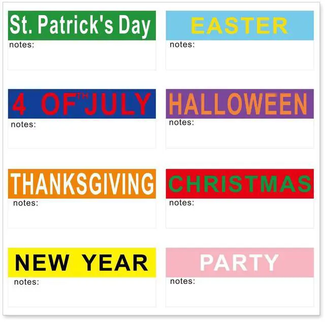 Main image of Holiday Color Coded Labels Multi-Pack - 40PCS Seasonal Decoration Storage Stickers for Christmas, Halloween, Easter - Labels for Home, Office & Classroom Organization,Moving Supplies | Color-coded wri