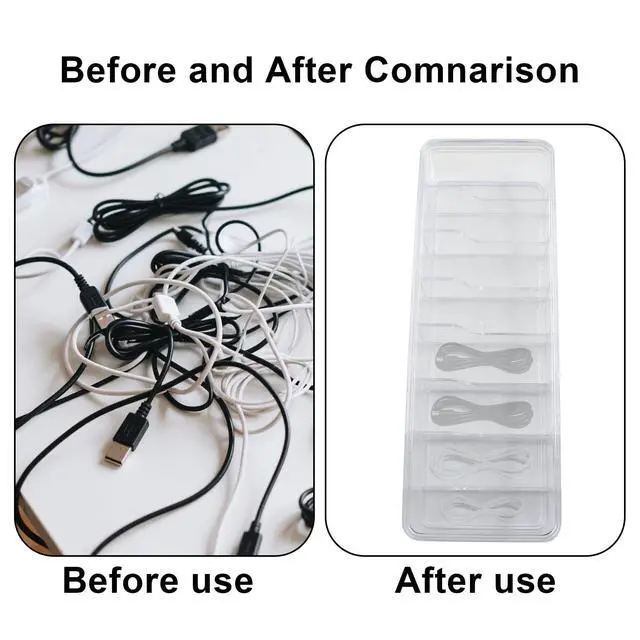 Alt view image 4 of 5 - 1 Pcs Clear Cord Organizer with 10 Wire Ties | Plastic Cable Management Box with Lid, Desktop Storage Box for Home/Office/Desk Accessories