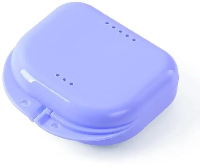 Main image of Retainer Case With Vent Holes, Orthodontic Mouth Guard Case, Purple | Dental Storage Container Plastic, Mouth Guard Holder with Snap Lock