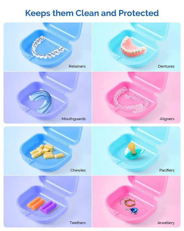 Alt view image 5 of 7 - Retainer Case With Vent Holes, Orthodontic Mouth Guard Case, Purple | Dental Storage Container Plastic, Mouth Guard Holder with Snap Lock