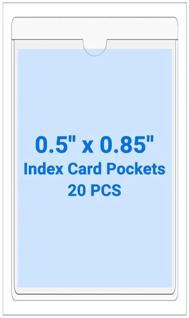 Main image of 20 PCS Clear Self Adhesive Plastic Label Pockets, Top Loading Business & Library Index Card Holders, Peel and Stick Sleeves for Storage Bins, Totes, Binders and Drawers (0.5 x 0.85 Inch)