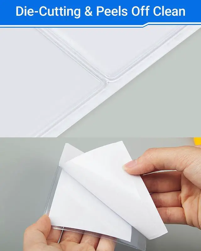 Alt view image 5 of 7 - 20 PCS Clear Self Adhesive Plastic Label Pockets, Top Loading Business & Library Index Card Holders, Peel and Stick Sleeves for Storage Bins, Totes, Binders and Drawers (0.5 x 0.85 Inch)