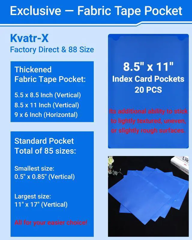 Alt view image 7 of 7 - 20 PCS Clear Self Adhesive Plastic Label Pockets, Top Loading Business & Library Index Card Holders, Peel and Stick Sleeves for Storage Bins, Totes, Binders and Drawers (0.5 x 0.85 Inch)
