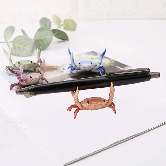 Alt view image 2 of 7 - Blue New Japanese Creative Cute Crab Pen Holder Weightlifting Crabs Penholder Bracket Storage Rack Stationery Pencil Holders and Pen Holders Desk Supplies