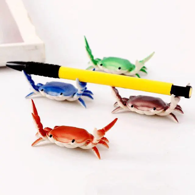Alt view image 7 of 7 - Blue New Japanese Creative Cute Crab Pen Holder Weightlifting Crabs Penholder Bracket Storage Rack Stationery Pencil Holders and Pen Holders Desk Supplies