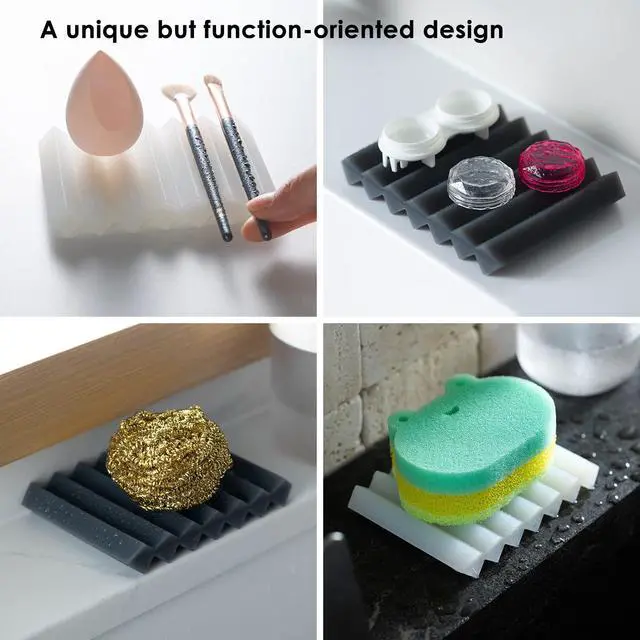 Alt view image 6 of 6 - Paint Brushes Holders, 2 Pack, Zigzag Soap Dish, Soap Holder for Watercolor Paintbrush, Bathroom, Black