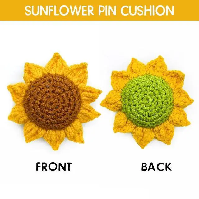 Alt view image 3 of 5 - Sunflower Pin Cushion, Handmade Knitted Pincushions, Cute Pin Cushions Needle Holders for Sewing Quilting Accessory, DIY Crafts or Patchwork Decor