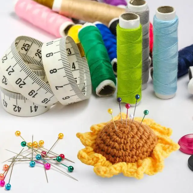 Alt view image 4 of 5 - Sunflower Pin Cushion, Handmade Knitted Pincushions, Cute Pin Cushions Needle Holders for Sewing Quilting Accessory, DIY Crafts or Patchwork Decor
