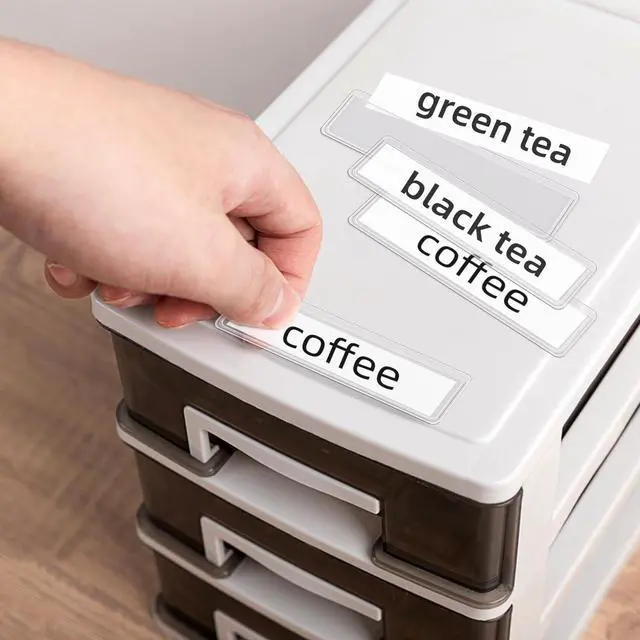 Alt view image 2 of 7 - 40 Pack Self Adhesive Label Holders Adhesive Clear Shelf Tag Plastic Index Card Pockets for Mailbox Bookshelf Supermarket Storage Bins Label Holder Library Shelf Labels Holder Index Label Pockets