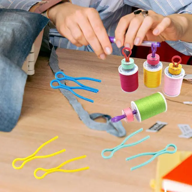 Alt view image 4 of 7 - 10Pcs Plastic Bobbin Thread Holders-5 Colors Bobbin Clips for Sewing Machine Quilting,Perfect for Matching Bobbin Threads with Spools (10)