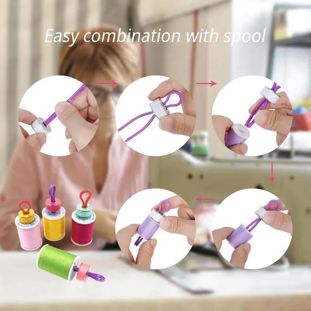 Alt view image 6 of 7 - 10Pcs Plastic Bobbin Thread Holders-5 Colors Bobbin Clips for Sewing Machine Quilting,Perfect for Matching Bobbin Threads with Spools (10)