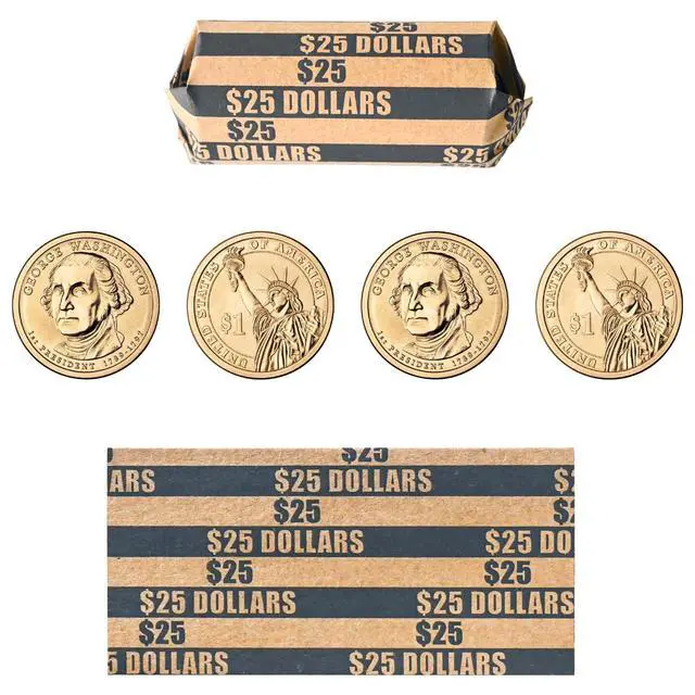 Alt view image 2 of 7 - 105 Pcs Striped Flat Coin Wrappers Dollars Rolls, Black | ABA standard, heavy-duty kraft paper, easy to use, for banks, retail & offices