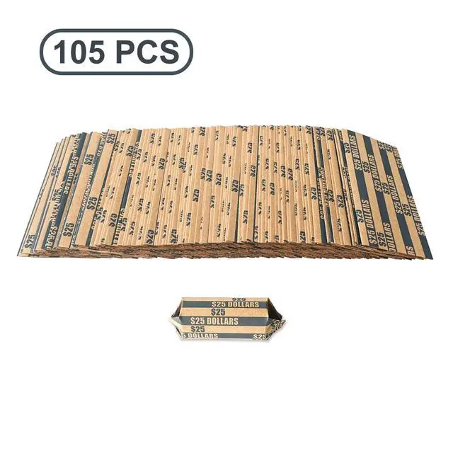 Alt view image 3 of 7 - 105 Pcs Striped Flat Coin Wrappers Dollars Rolls, Black | ABA standard, heavy-duty kraft paper, easy to use, for banks, retail & offices