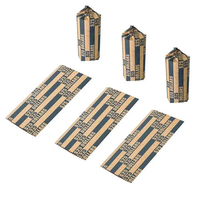 Alt view image 4 of 7 - 105 Pcs Striped Flat Coin Wrappers Dollars Rolls, Black | ABA standard, heavy-duty kraft paper, easy to use, for banks, retail & offices