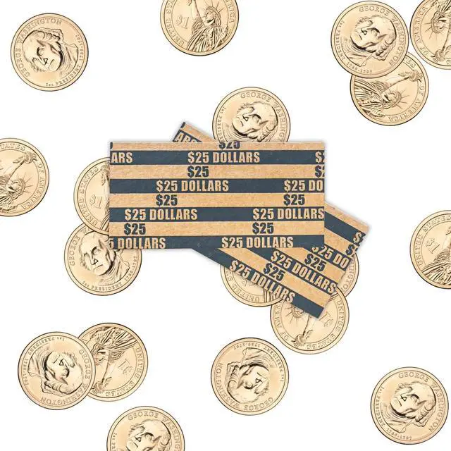 Alt view image 6 of 7 - 105 Pcs Striped Flat Coin Wrappers Dollars Rolls, Black | ABA standard, heavy-duty kraft paper, easy to use, for banks, retail & offices