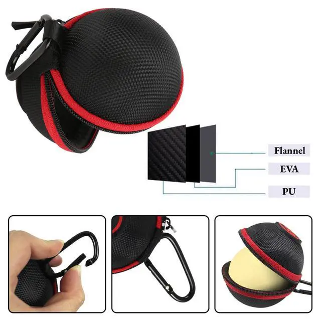 Alt view image 3 of 7 - OUKENS Billiards Storage Box, Red/Black Clip On Cues Ball Case Holder Strap Design Circle Storage Bag Training Billiards Supplies for Attaching Cue Balls Pool Balls