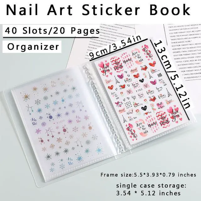 Alt view image 2 of 7 - 1Pcs 40 Slots Transparent Nail Stickers Storage Book Album | Organizer for Nail Decals Collecting Empty Display Book Collecting Holder Binder Case Sticker Storage Case DIY Nail Tools