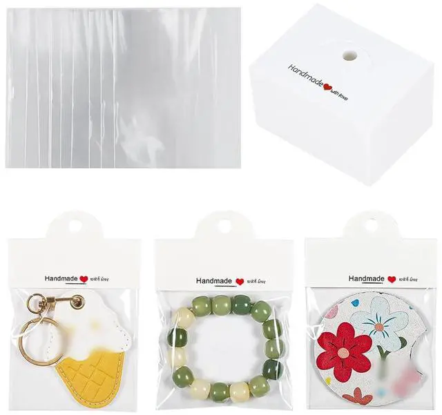 Alt view image 4 of 6 - 100 Sets Jewelry Package Bags Clear Plastic Jewelry Pouches Bracelet Necklace Earrings Display Cards Jewelry Packaging Selling Card for Small Business White