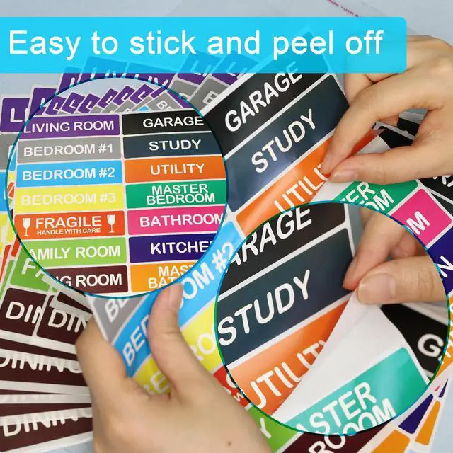 Alt view image 3 of 7 - 140 Pcs Home Moving Color Coding Labels, Livingroom, Bedroom, Kitchen, Dining Room, Bathroom Label, 14 Spaces Sticker/Sheet10 Sheets 1×4 Inch