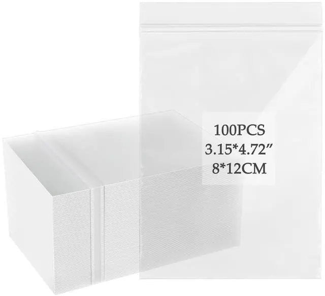 Main image of 100 Pack 3.15" x 4.72" Plastic Bags, Resealable Zipper Clear Plastic Bags for Jewelry, Clear Storage Poly Bag for Package, Candy, Pill