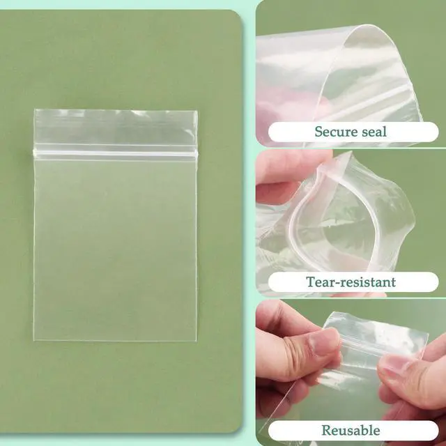Alt view image 3 of 5 - 100 Pack 3.15" x 4.72" Plastic Bags, Resealable Zipper Clear Plastic Bags for Jewelry, Clear Storage Poly Bag for Package, Candy, Pill